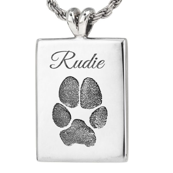 Actual Paw Print Pendant - Rectangle